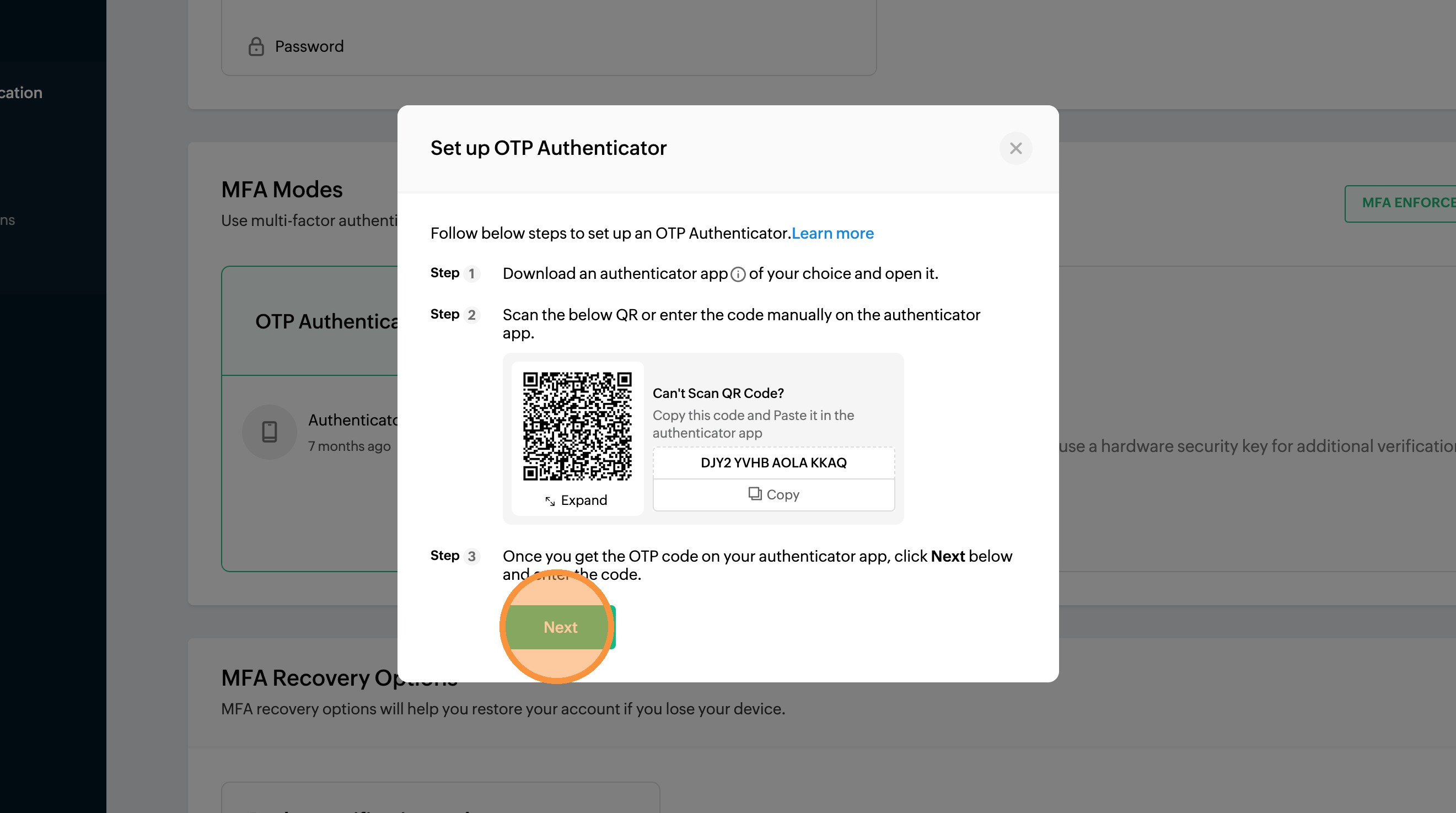 Zoho reset step 24